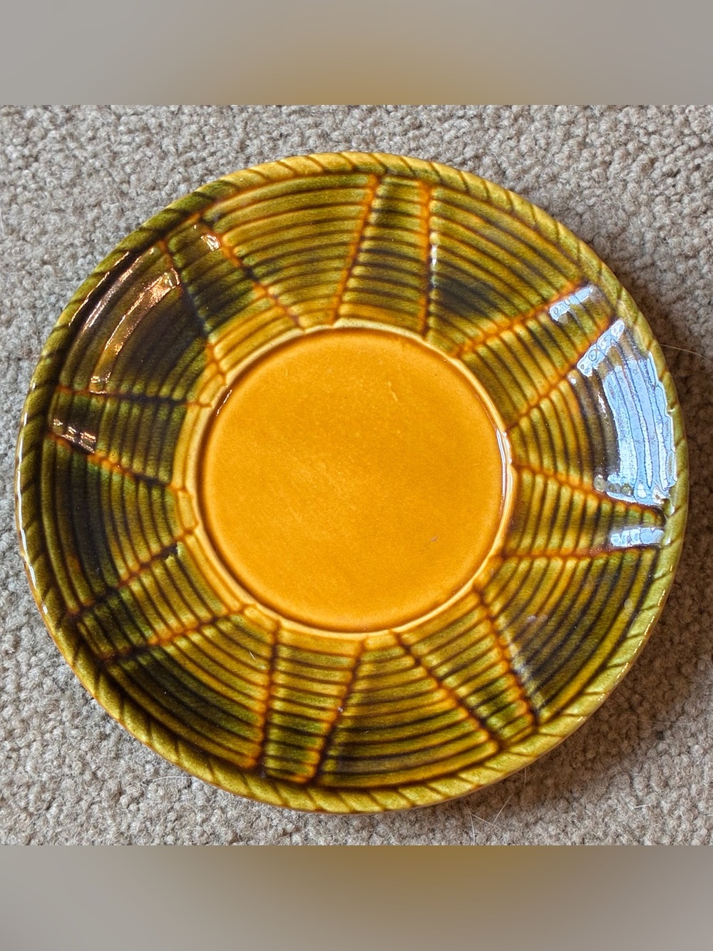 Relpo Sunburst Yellow and Green Ceramic Cookie Plate Home Dining Serveware
